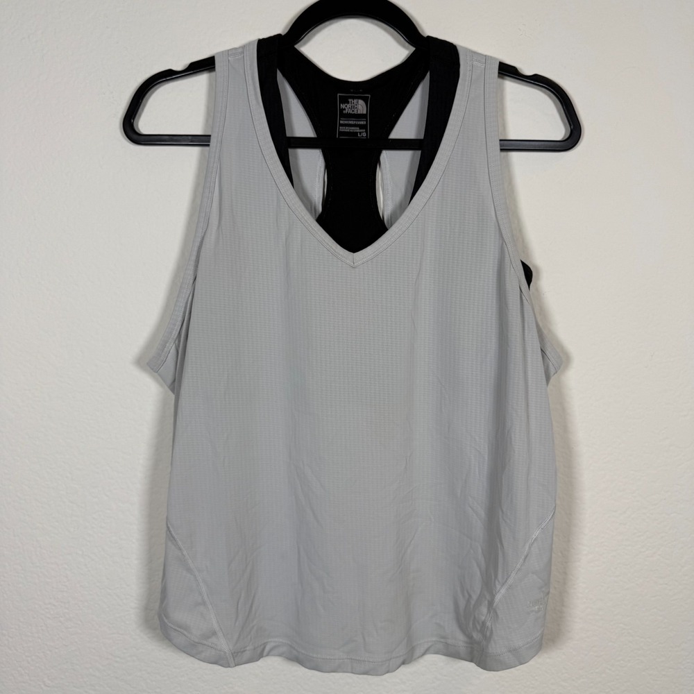 The North Face Tank Top Womens L Gray FlashDry Keyhole Back Activewear